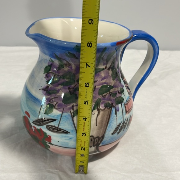 Italian hand-painted belly pitcher Ravello Collection ceramic glazed sea theme - Picture 12 of 14